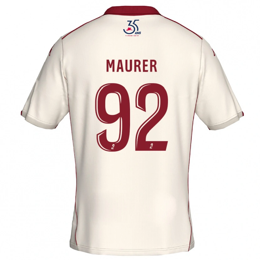 Danxen Enfant Maillot Aïman Maurer #92 Blanc Bourgogne Tenues Extérieur 2025/26 T-Shirt