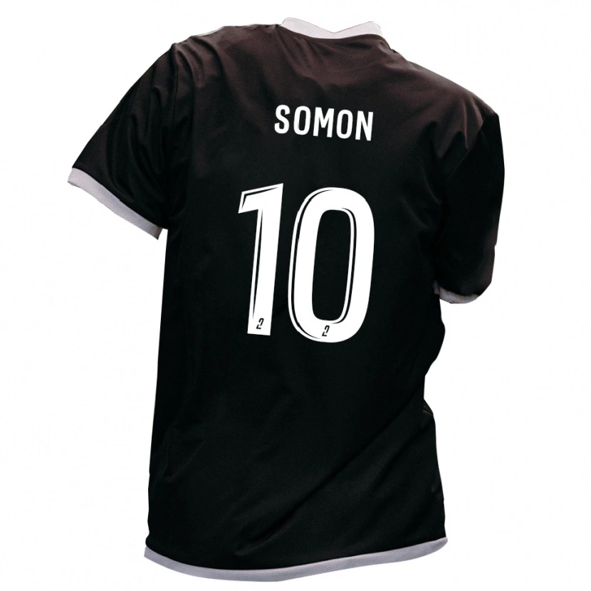 Danxen Enfant Maillot Enzo Somon #10 Noir Or Tenues Extérieur 2025/26 T-Shirt