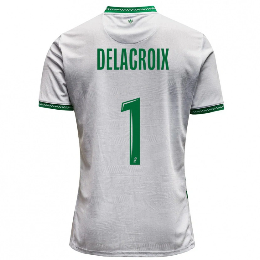 Danxen Enfant Maillot Noa Delacroix #1 Blanc Vert Tenues Extérieur 2025/26 T-Shirt