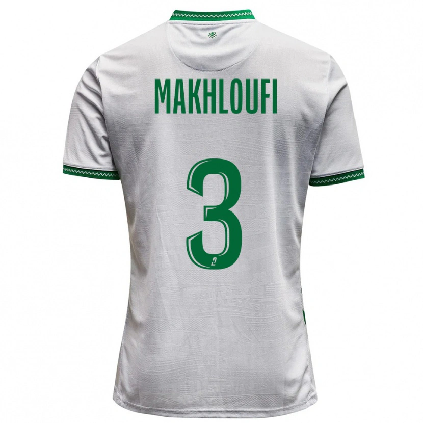 Danxen Enfant Maillot Maedine Makhloufi #3 Blanc Vert Tenues Extérieur 2025/26 T-Shirt