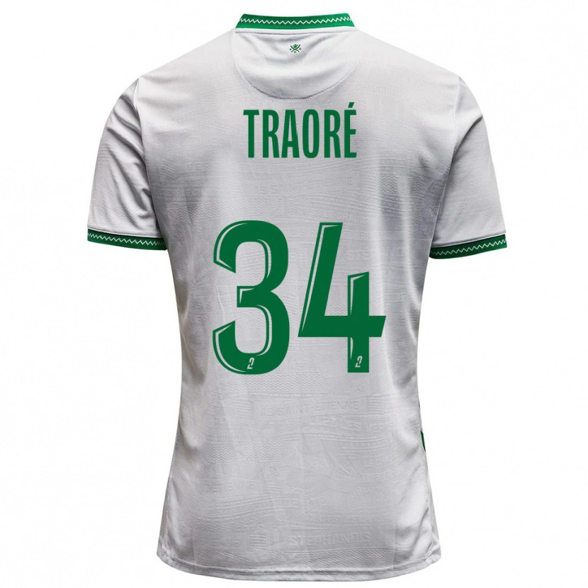 Danxen Enfant Maillot Lassana Traoré #34 Blanc Vert Tenues Extérieur 2025/26 T-Shirt