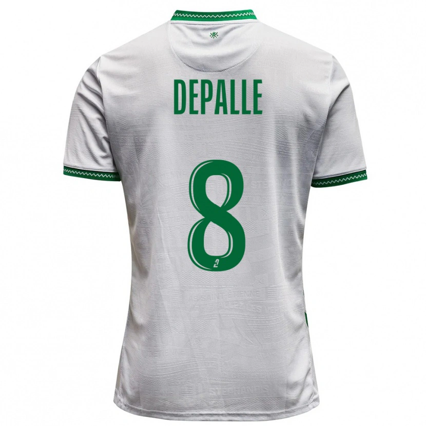 Danxen Enfant Maillot Valentin Depalle #8 Blanc Vert Tenues Extérieur 2025/26 T-Shirt