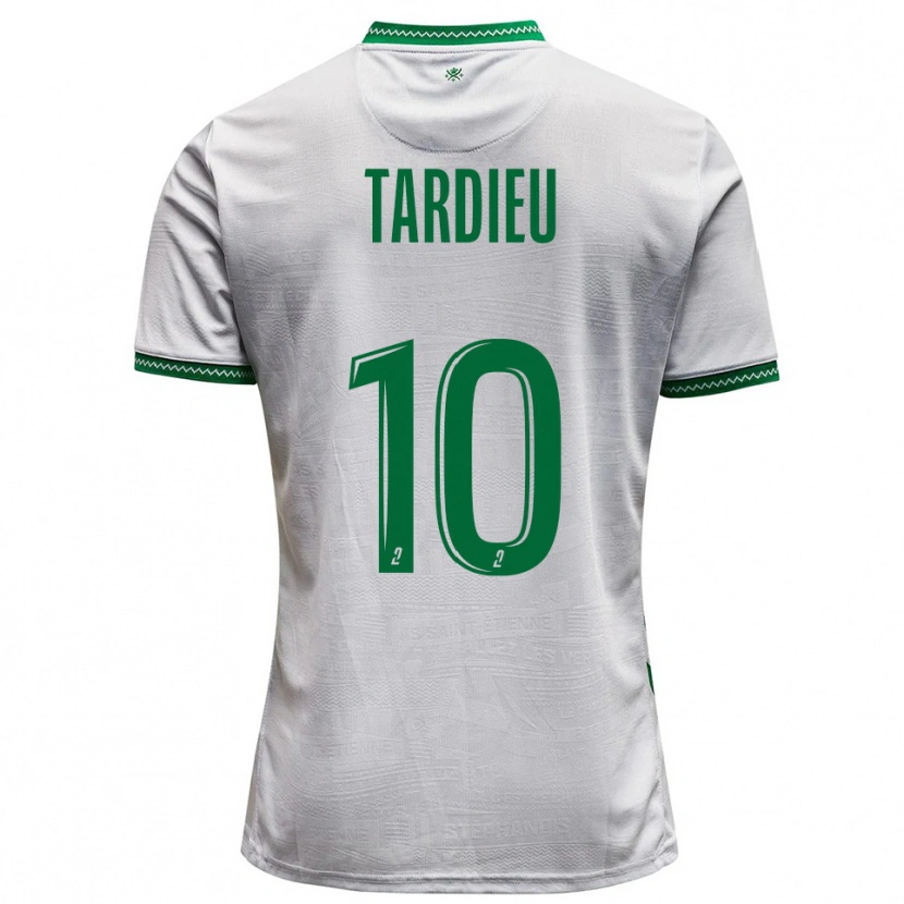 Danxen Enfant Maillot Florian Tardieu #10 Blanc Vert Tenues Extérieur 2025/26 T-Shirt