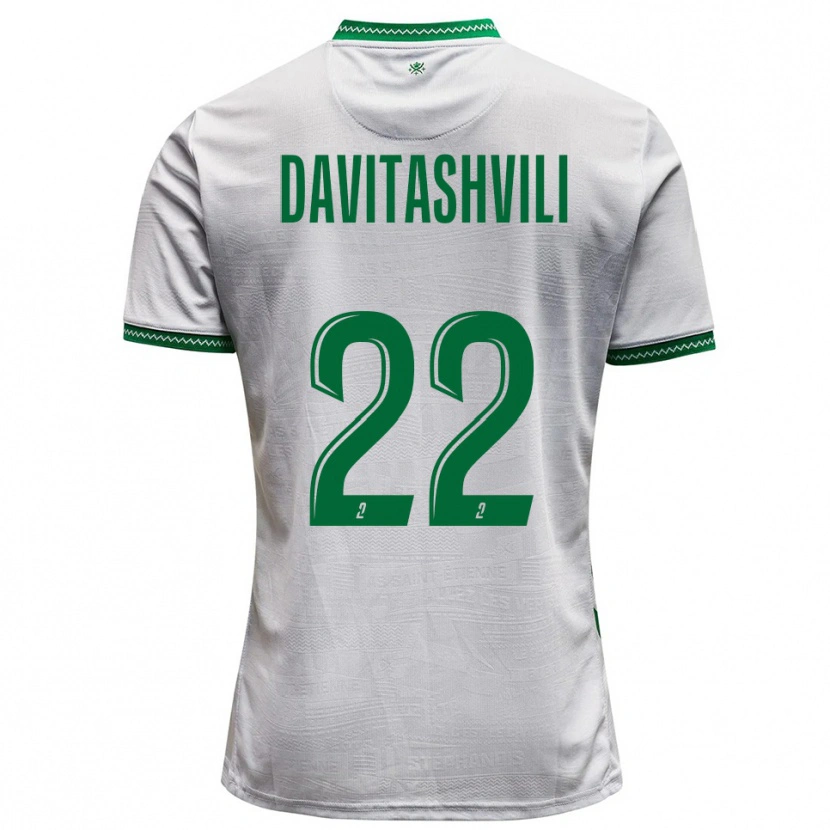 Danxen Enfant Maillot Zuriko Davitashvili #22 Blanc Vert Tenues Extérieur 2025/26 T-Shirt