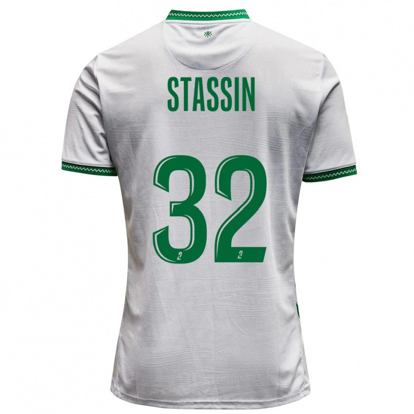 Danxen Enfant Maillot Lucas Stassin #32 Blanc Vert Tenues Extérieur 2025/26 T-Shirt
