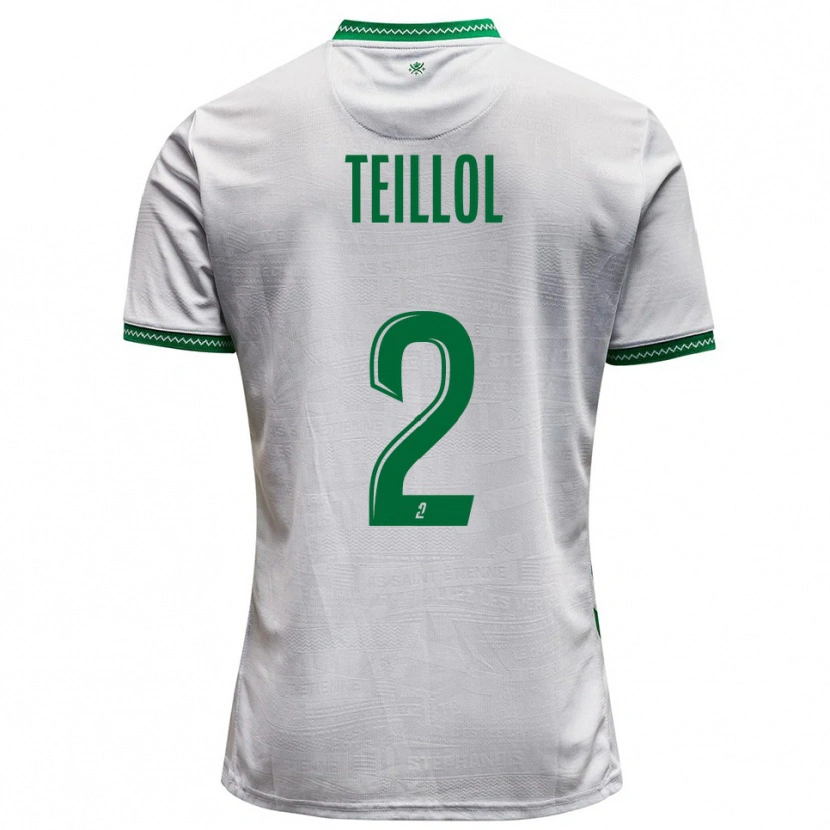 Danxen Enfant Maillot Tom Teillol #2 Blanc Vert Tenues Extérieur 2025/26 T-Shirt