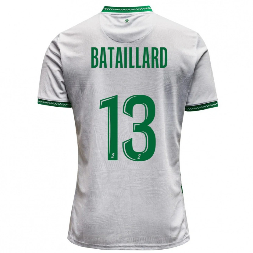 Danxen Enfant Maillot Faustine Bataillard #13 Blanc Vert Tenues Extérieur 2025/26 T-Shirt