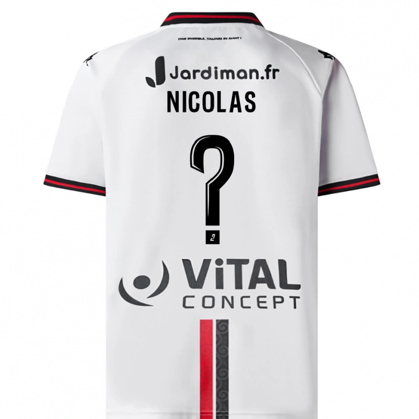 Danxen Enfant Maillot Corentin Nicolas #0 Blanc Rouge Tenues Extérieur 2025/26 T-Shirt