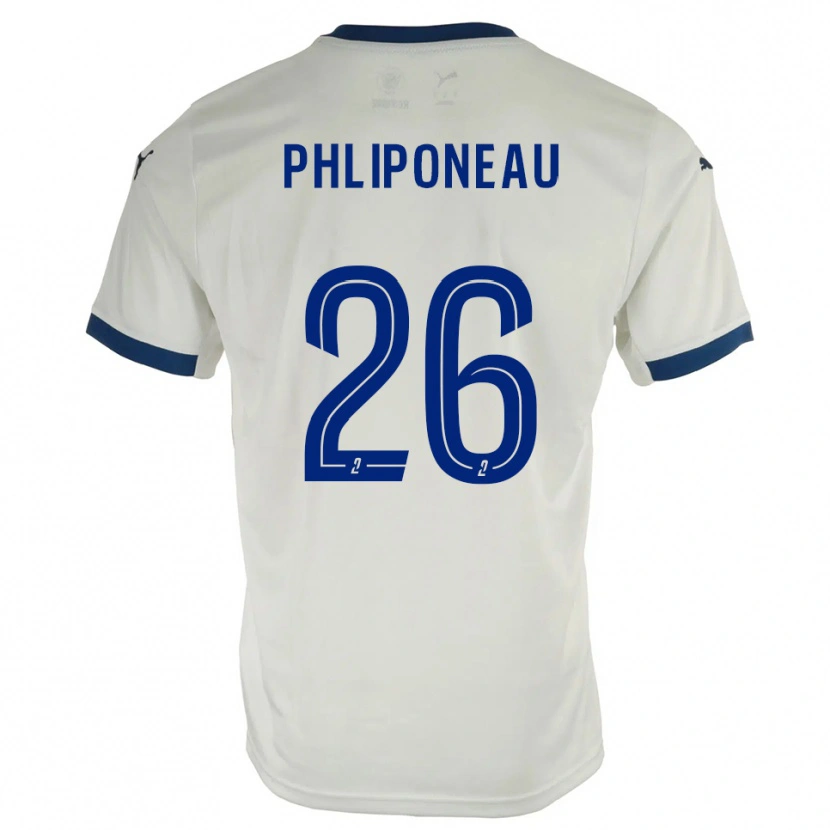 Danxen Enfant Maillot Alexandre Phliponeau #26 Blanc Bleu Tenues Extérieur 2025/26 T-Shirt