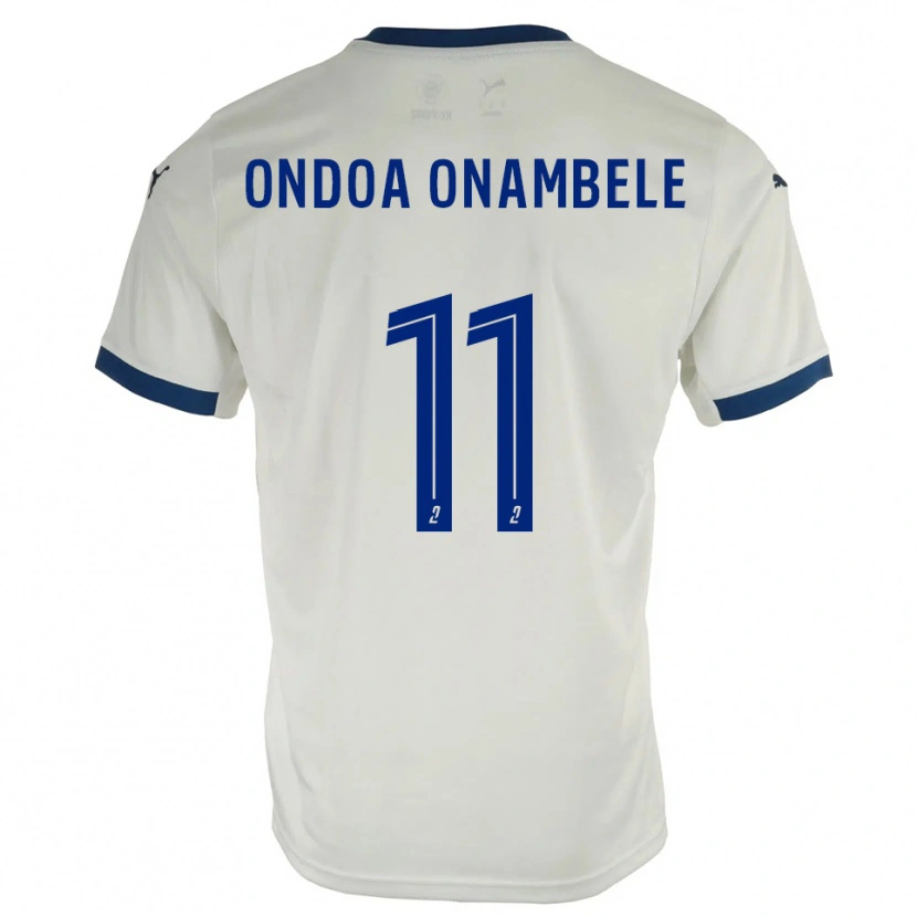 Danxen Enfant Maillot Fred Ondoa Onambele #11 Blanc Bleu Tenues Extérieur 2025/26 T-Shirt