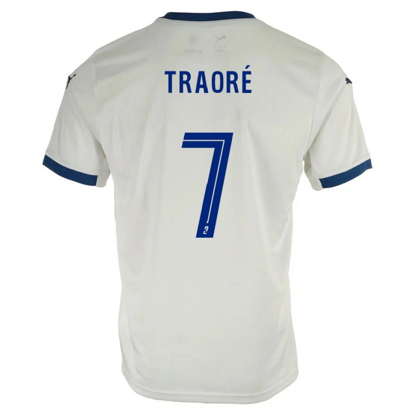 Danxen Enfant Maillot Ibrahim Traoré #7 Blanc Bleu Tenues Extérieur 2025/26 T-Shirt