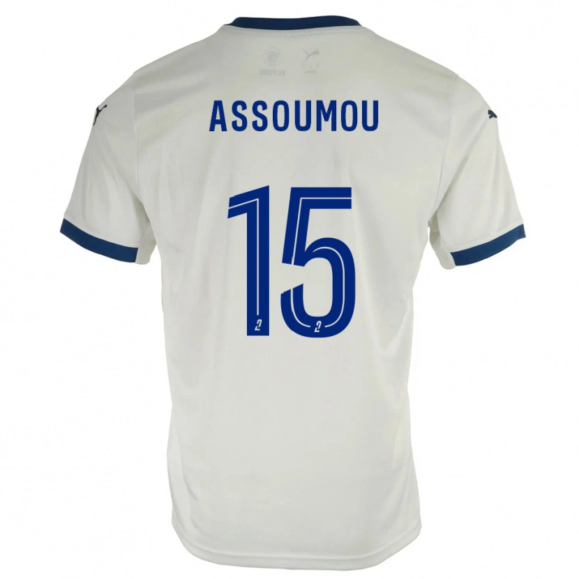 Danxen Enfant Maillot Jaurès Assoumou #15 Blanc Bleu Tenues Extérieur 2025/26 T-Shirt