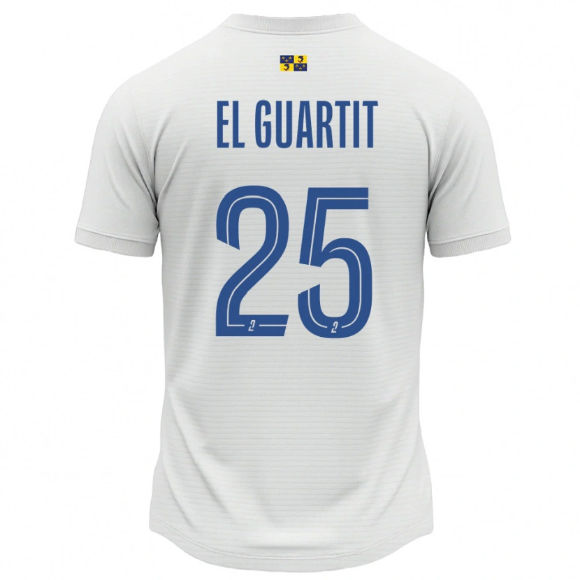 Danxen Enfant Maillot Yassine El Guartit #25 Blanc Bleu Tenues Extérieur 2025/26 T-Shirt