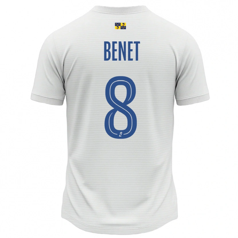 Danxen Enfant Maillot Jessy Benet #8 Blanc Bleu Tenues Extérieur 2025/26 T-Shirt