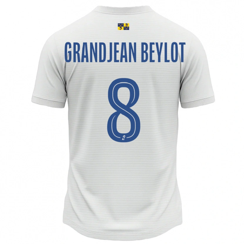 Danxen Enfant Maillot Louise Grandjean Beylot #8 Blanc Bleu Tenues Extérieur 2025/26 T-Shirt