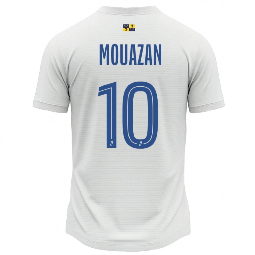 Danxen Enfant Maillot Baptiste Mouazan #10 Blanc Bleu Tenues Extérieur 2025/26 T-Shirt