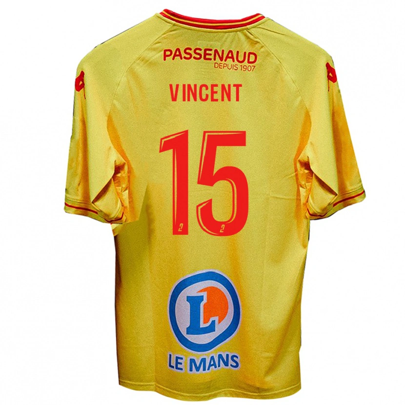 Danxen Enfant Maillot Noah Vincent #15 Jaune Tenues Extérieur 2025/26 T-Shirt
