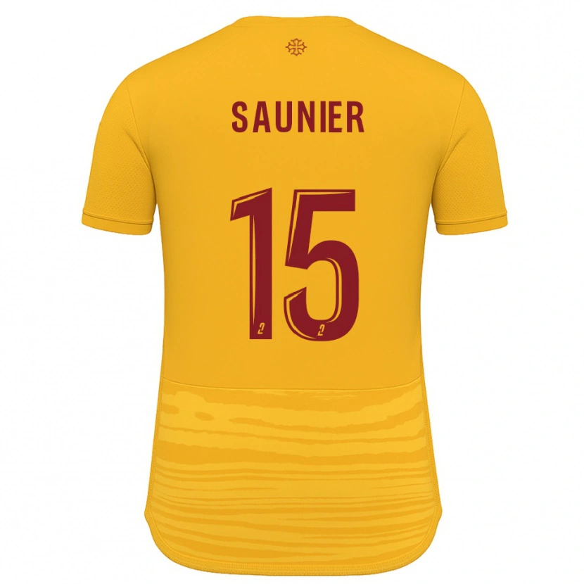 Danxen Enfant Maillot Océane Saunier #15 Orange Bourgogne Tenues Extérieur 2025/26 T-Shirt