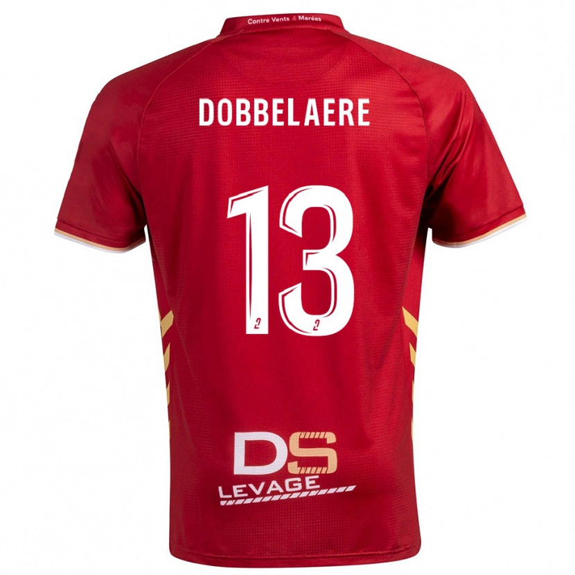 Danxen Enfant Maillot Maxime Dobbelaere #13 Bourgogne Or Tenues Extérieur 2025/26 T-Shirt
