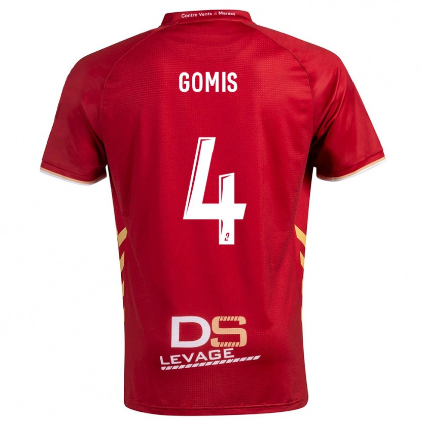 Danxen Enfant Maillot Chrome Gomis #4 Bourgogne Or Tenues Extérieur 2025/26 T-Shirt