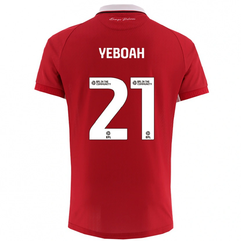 Danxen Homme Maillot Ephraim Yeboah #21 Blanc Rouge Tenues Domicile 2025/26 T-Shirt