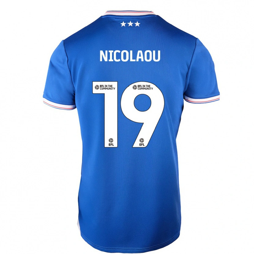 Danxen Homme Maillot Shakil Nicolaou #19 Bleu Blanc Tenues Domicile 2025/26 T-Shirt