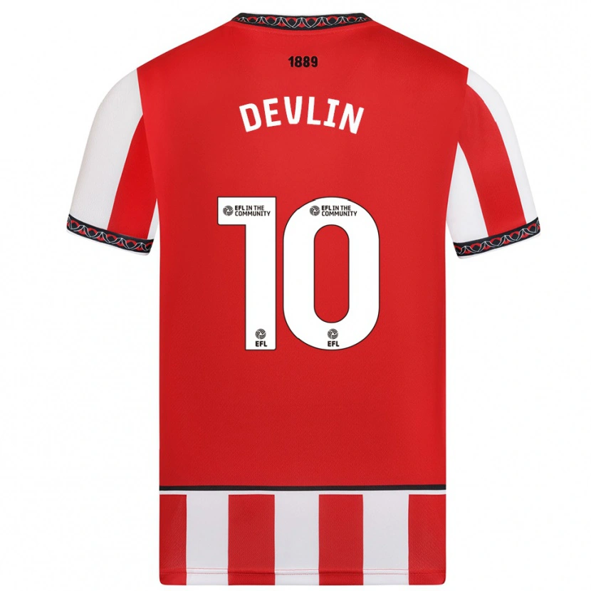 Danxen Homme Maillot Charlie Devlin #10 Rouge Blanc Tenues Domicile 2025/26 T-Shirt