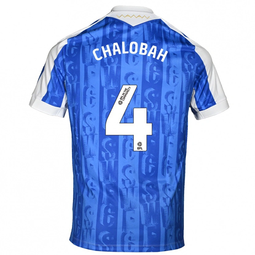 Danxen Homme Maillot Nathaniel Chalobah #4 Bleu Blanc Tenues Domicile 2025/26 T-Shirt