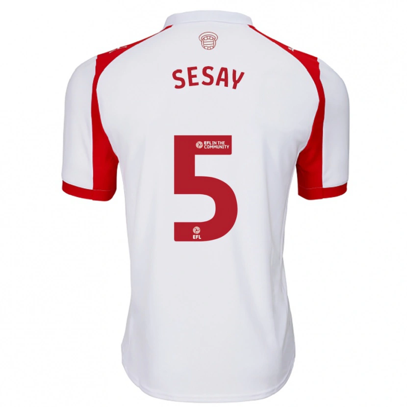 Danxen Homme Maillot Moses Sesay #5 Blanc Rouge Tenues Domicile 2025/26 T-Shirt