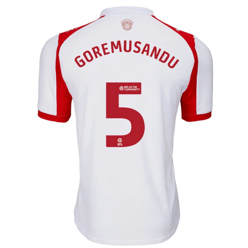 Danxen Homme Maillot Tino Goremusandu #5 Blanc Rouge Tenues Domicile 2025/26 T-Shirt