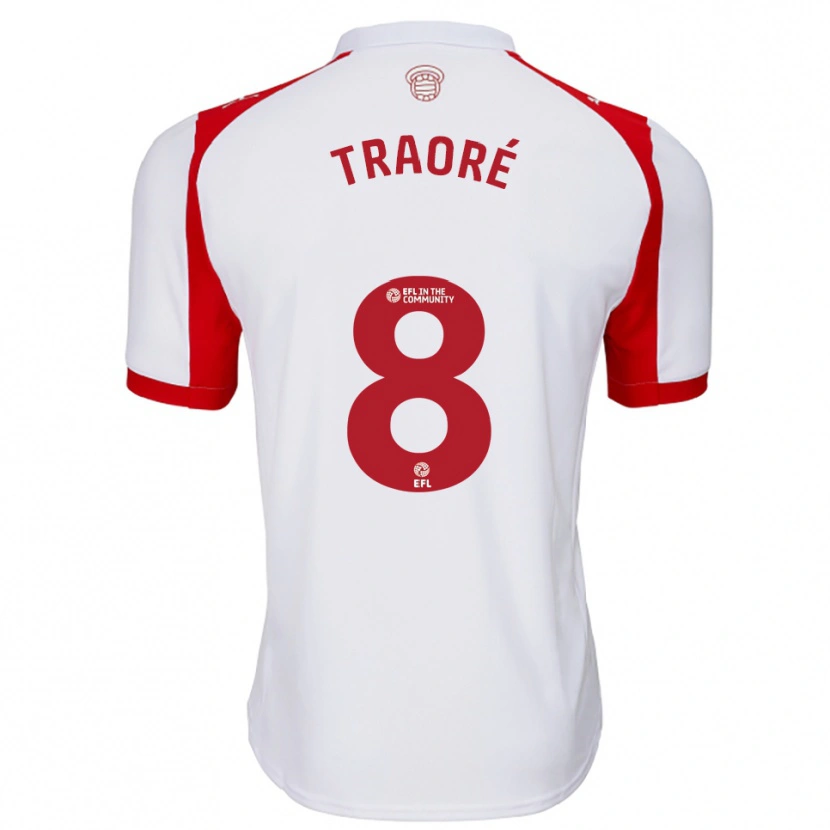 Danxen Homme Maillot Daouda Traoré #8 Blanc Rouge Tenues Domicile 2025/26 T-Shirt