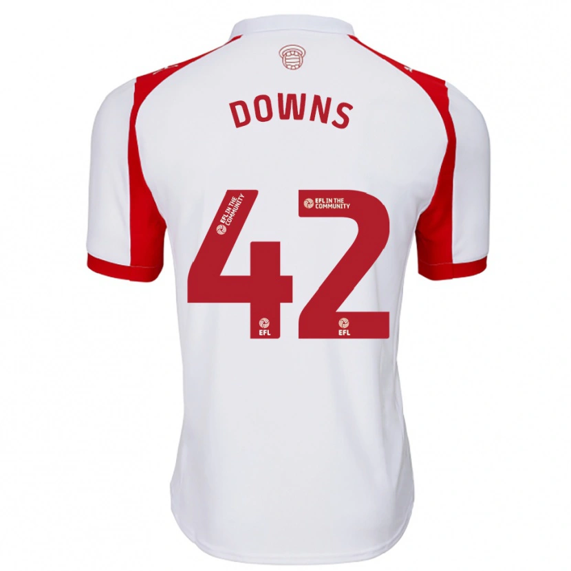 Danxen Homme Maillot Damion Downs #42 Blanc Rouge Tenues Domicile 2025/26 T-Shirt