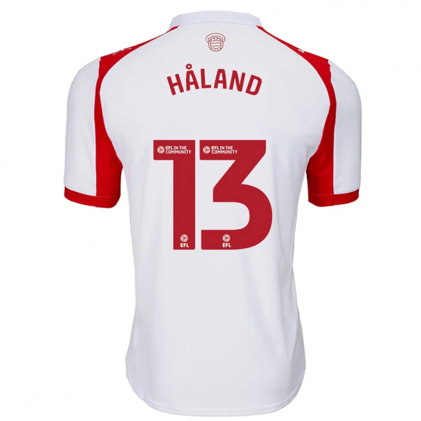 Danxen Homme Maillot Benedicte Håland #13 Blanc Rouge Tenues Domicile 2025/26 T-Shirt