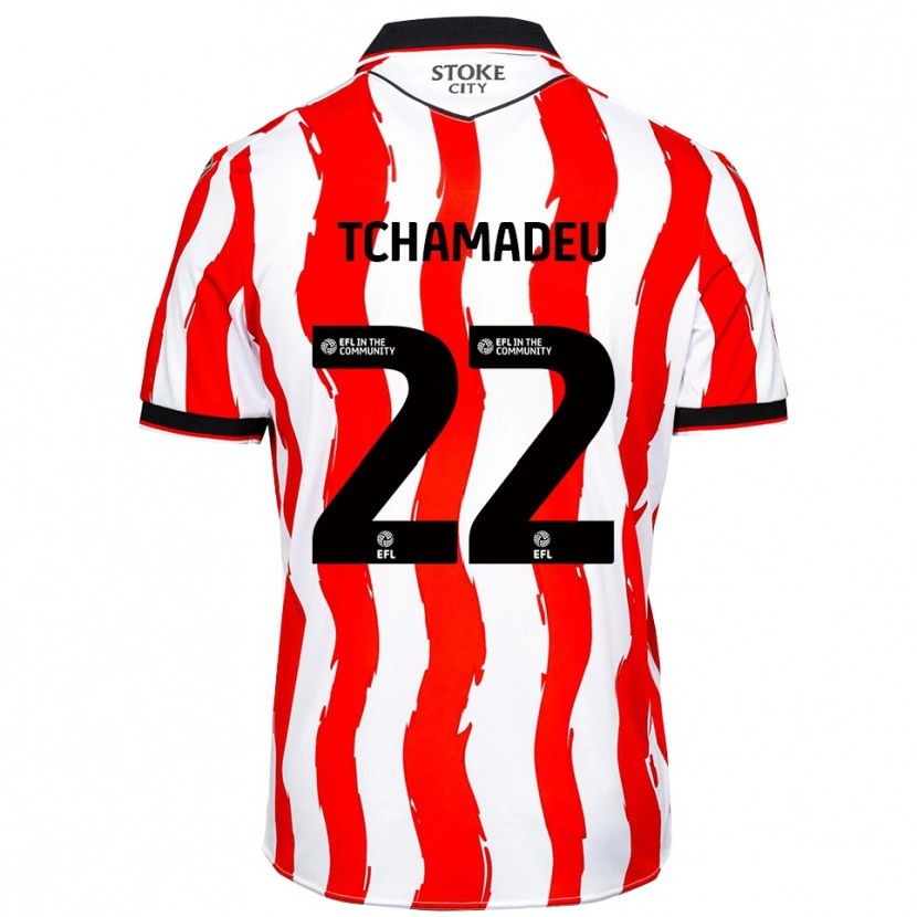 Danxen Homme Maillot Junior Tchamadeu #22 Blanc Rouge Tenues Domicile 2025/26 T-Shirt