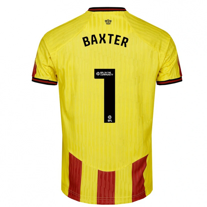 Danxen Homme Maillot Nathan Baxter #1 Jaune Rouge Tenues Domicile 2025/26 T-Shirt