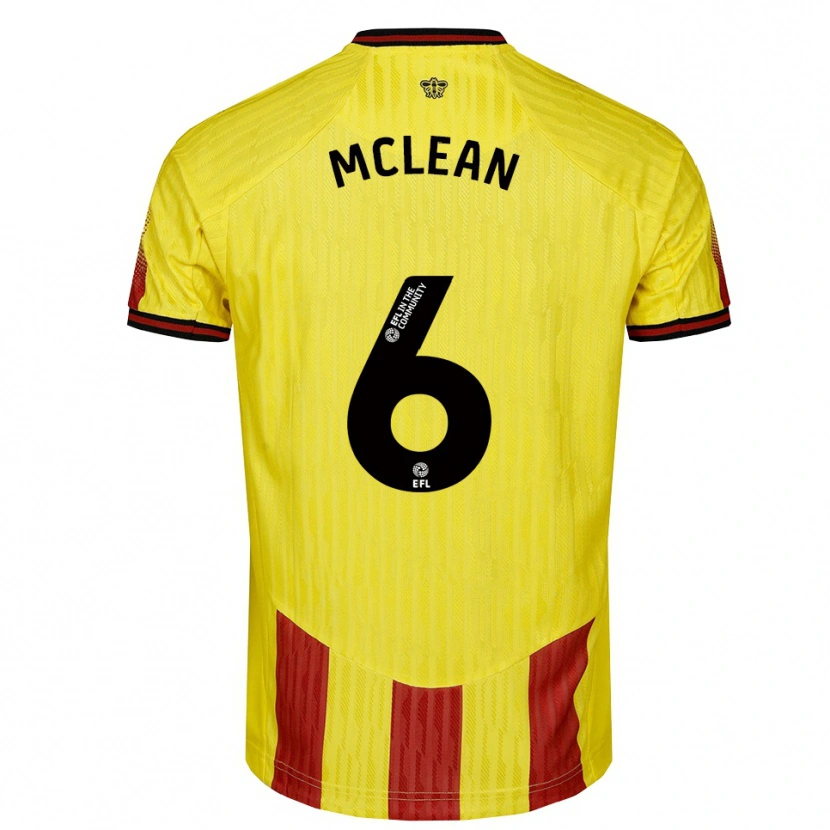 Danxen Homme Maillot Sophie Mclean #6 Jaune Rouge Tenues Domicile 2025/26 T-Shirt