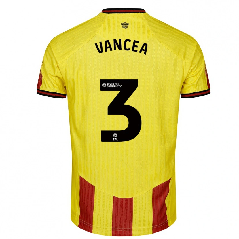 Danxen Homme Maillot Raul Vancea #3 Jaune Rouge Tenues Domicile 2025/26 T-Shirt