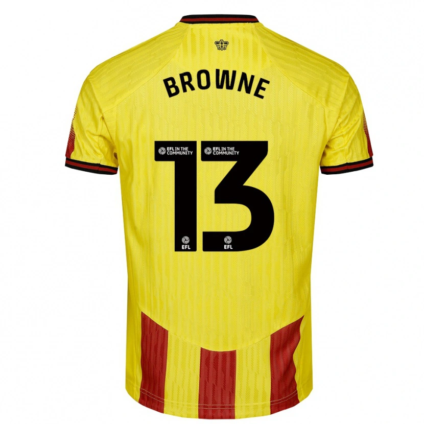 Danxen Homme Maillot Roraigh Browne #13 Jaune Rouge Tenues Domicile 2025/26 T-Shirt