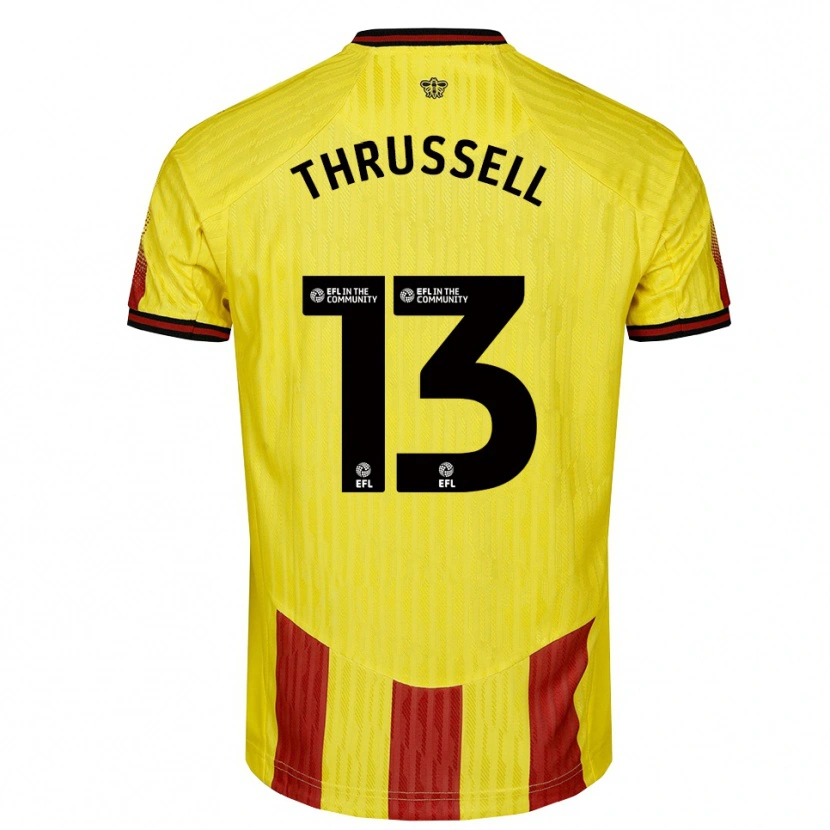 Danxen Homme Maillot Sebastian Thrussell #13 Jaune Rouge Tenues Domicile 2025/26 T-Shirt