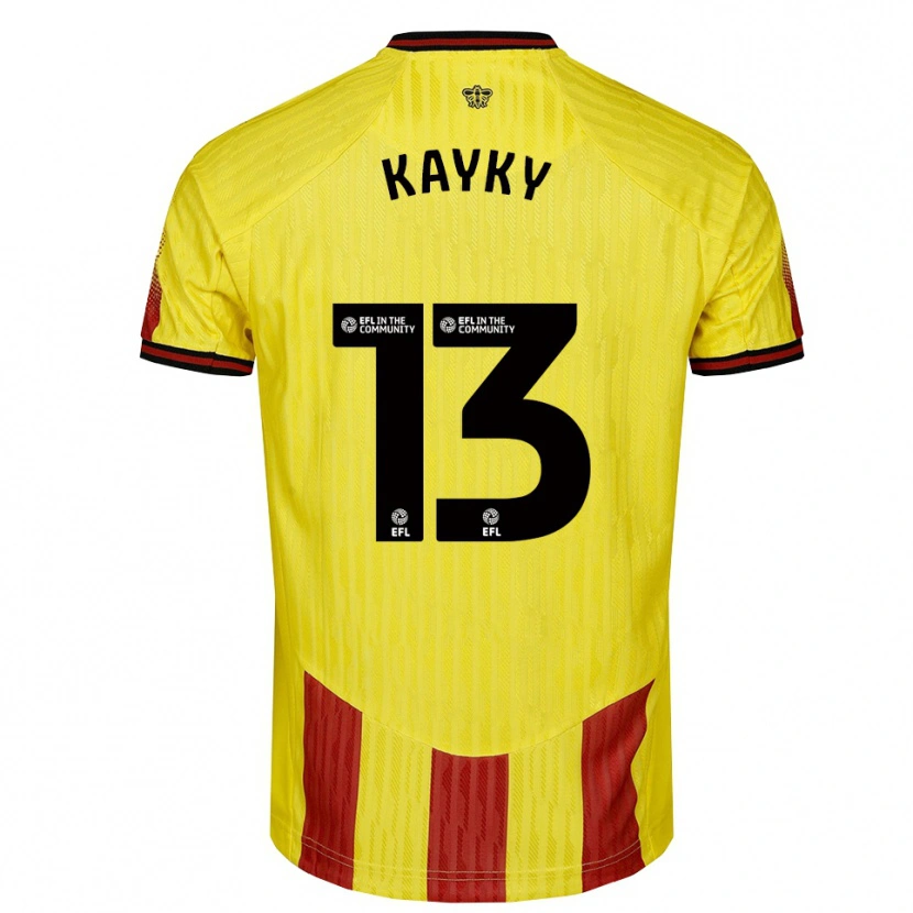 Danxen Homme Maillot Kayky Almeida #13 Jaune Rouge Tenues Domicile 2025/26 T-Shirt