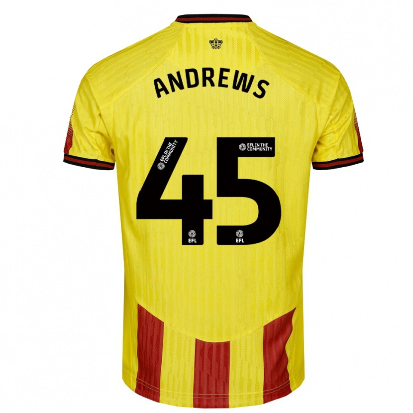 Danxen Homme Maillot Ryan Andrews #45 Jaune Rouge Tenues Domicile 2025/26 T-Shirt