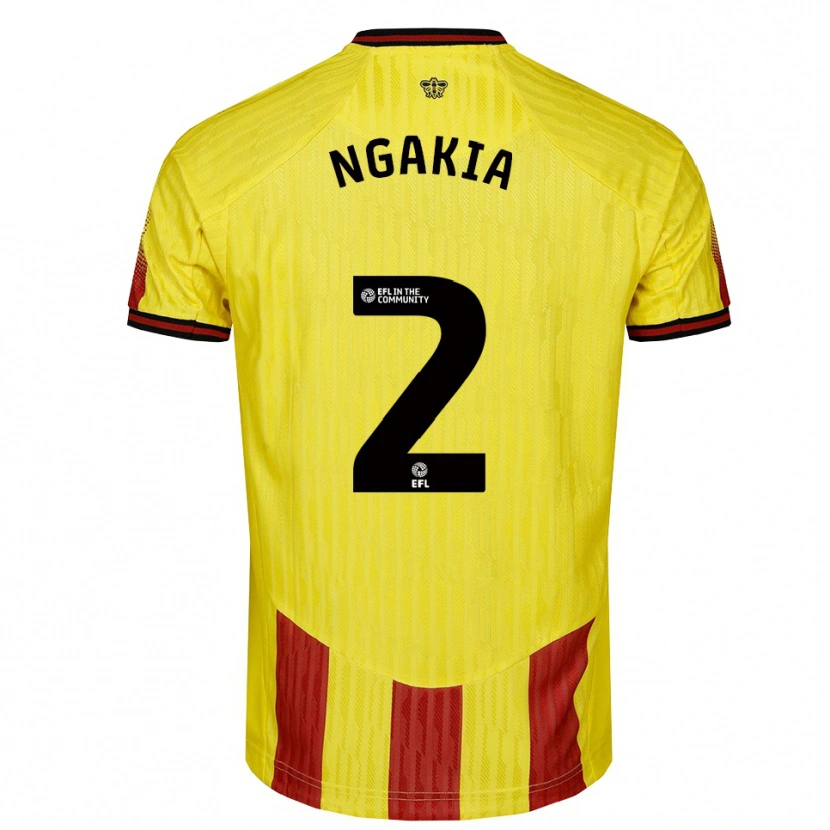 Danxen Homme Maillot Jeremy Ngakia #2 Jaune Rouge Tenues Domicile 2025/26 T-Shirt