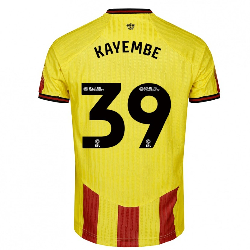 Danxen Homme Maillot Edo Kayembe #39 Jaune Rouge Tenues Domicile 2025/26 T-Shirt
