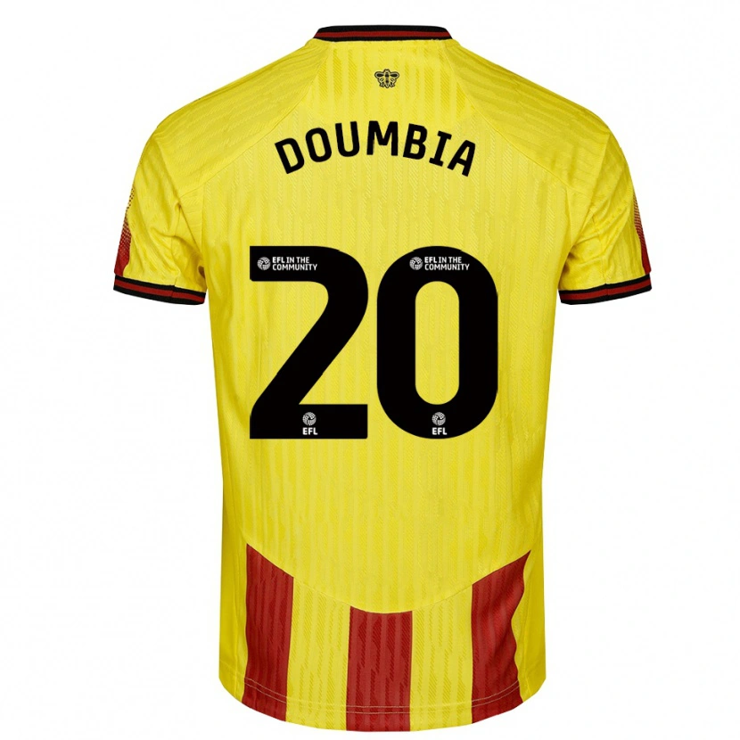 Danxen Homme Maillot Mamadou Doumbia #20 Jaune Rouge Tenues Domicile 2025/26 T-Shirt