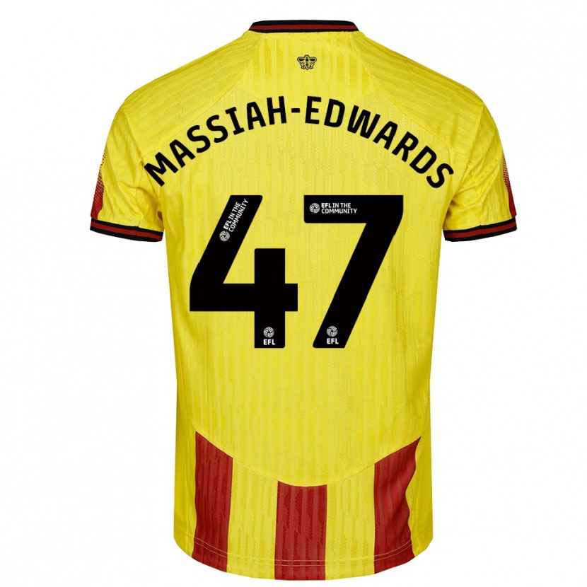 Danxen Homme Maillot Zavier Massiah-Edwards #47 Jaune Rouge Tenues Domicile 2025/26 T-Shirt