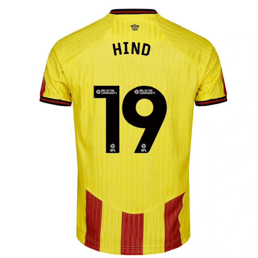 Danxen Homme Maillot Daisy Hind #19 Jaune Rouge Tenues Domicile 2025/26 T-Shirt