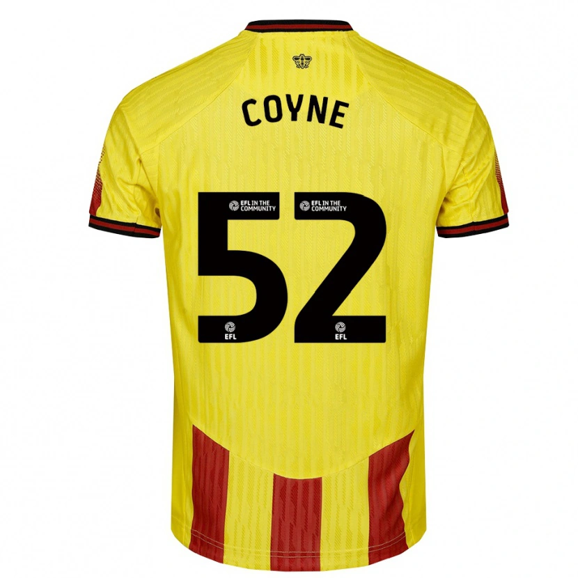 Danxen Homme Maillot Aidan Coyne #52 Jaune Rouge Tenues Domicile 2025/26 T-Shirt