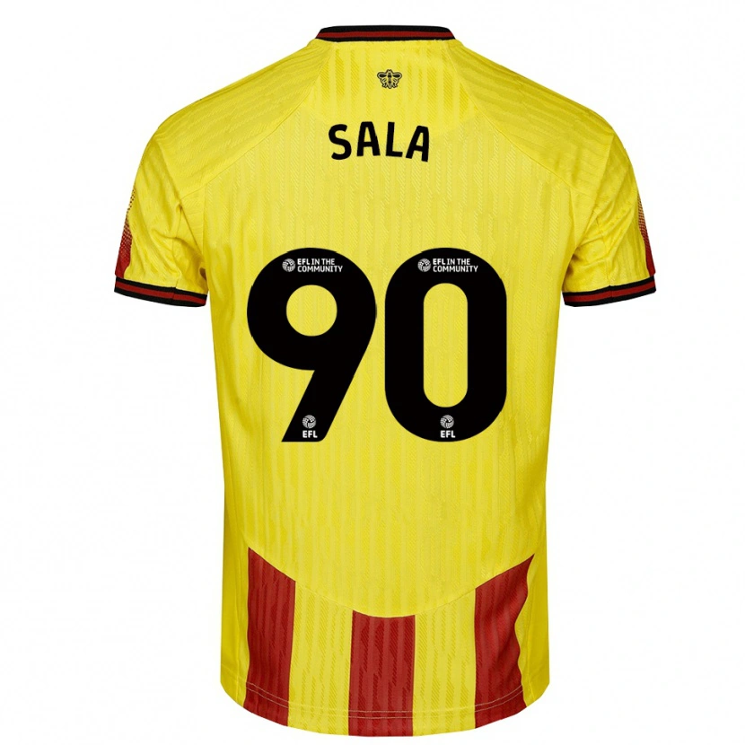 Danxen Homme Maillot Joel Sala #90 Jaune Rouge Tenues Domicile 2025/26 T-Shirt