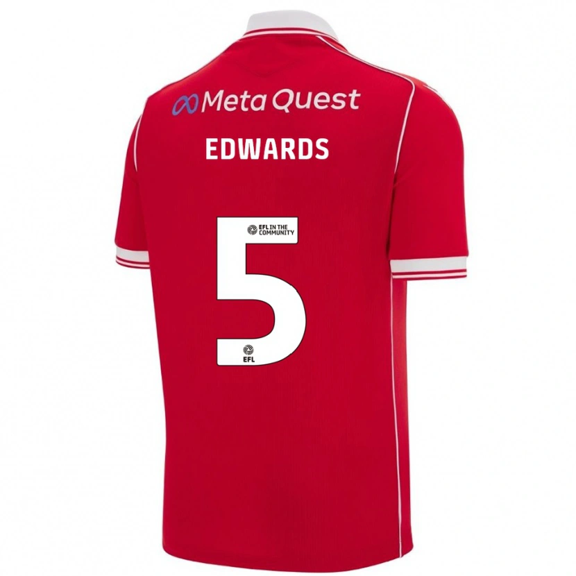 Danxen Homme Maillot Dafydd Edwards #5 Rouge Blanc Tenues Domicile 2025/26 T-Shirt