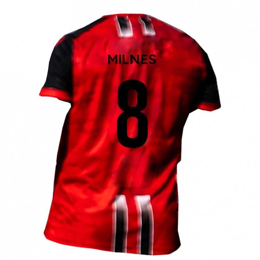 Danxen Homme Maillot Ben Milnes #8 Rouge Noir Tenues Domicile 2025/26 T-Shirt